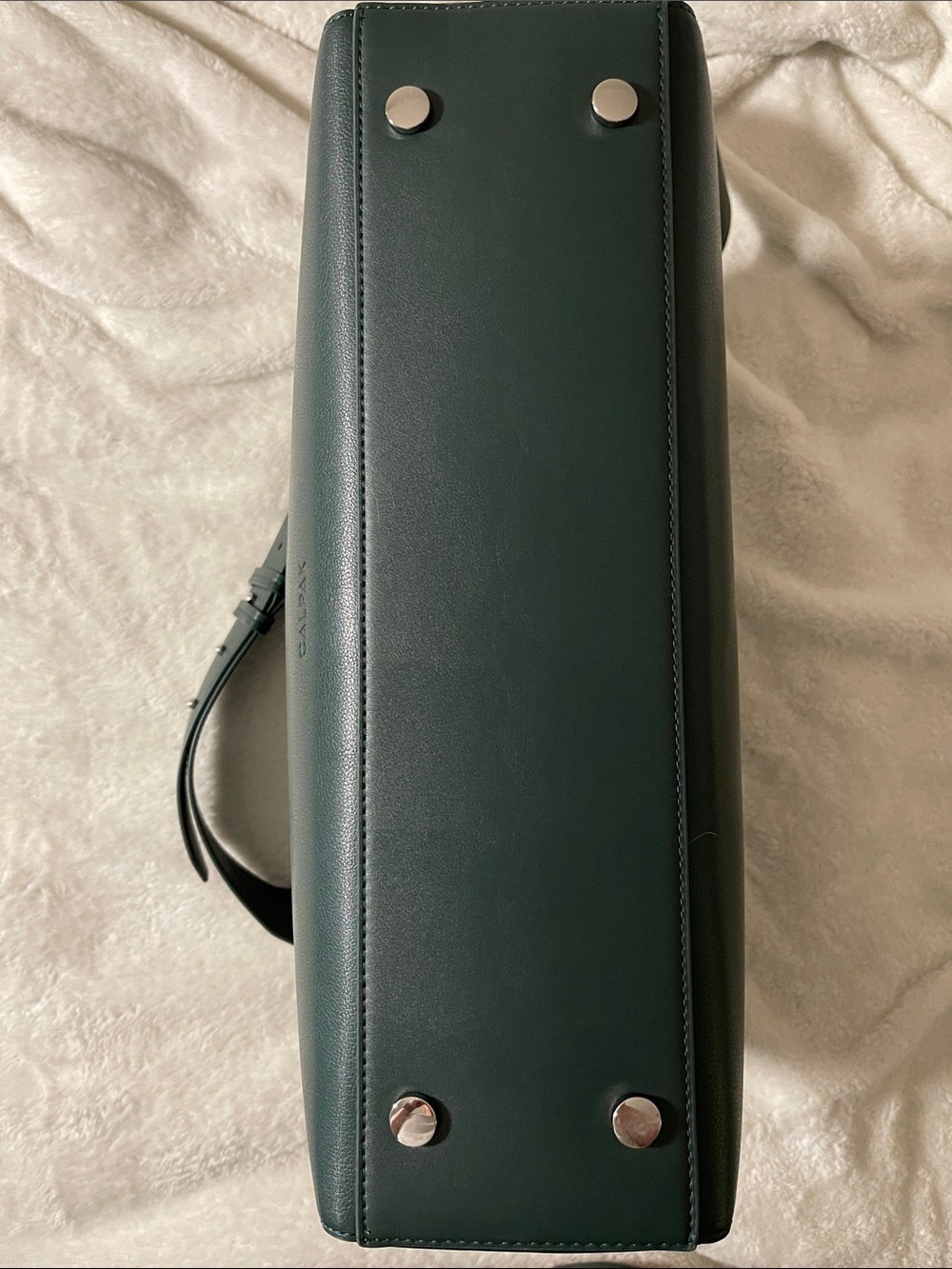 Calpak Haven Dark Green Embossed Leather Travel Laptop Bag - Picture 3 of 7